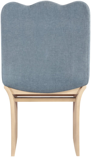 Meridian Furniture Shaw Art Deco Chenille Upholstered Dining Chair with Sculptural Oak Veneer Base for Any Room Light Blue 11067 11067LtBlu-C