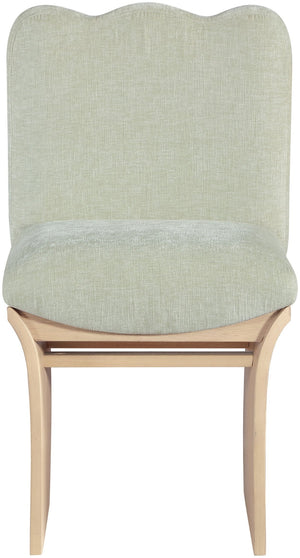 Meridian Furniture Shaw Art Deco Chenille Upholstered Dining Chair with Sculptural Oak Veneer Base for Any Room Mint 11067 11067Mint-C