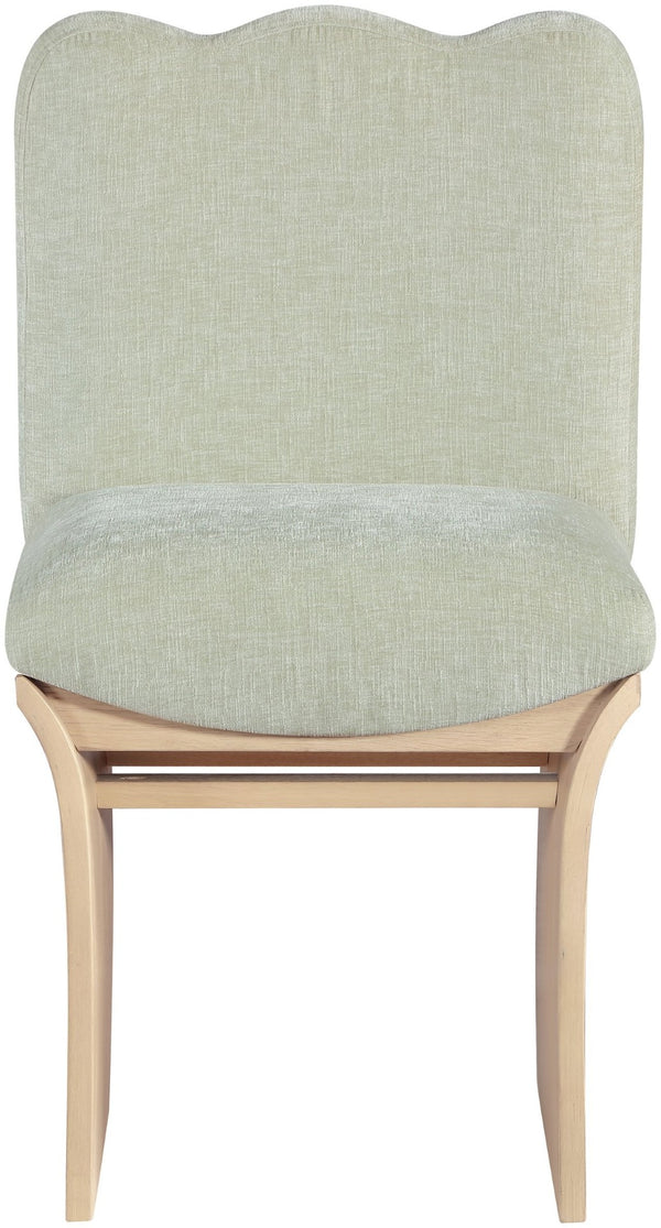 Meridian Furniture Shaw Art Deco Chenille Upholstered Dining Chair with Sculptural Oak Veneer Base for Any Room Mint 11067 11067Mint-C