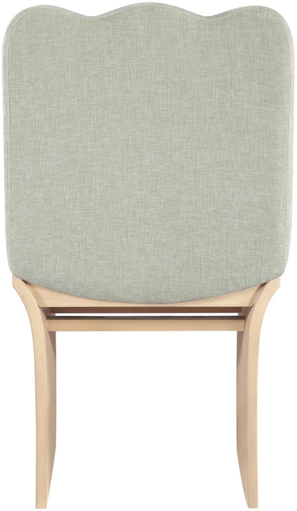 Meridian Furniture Shaw Art Deco Chenille Upholstered Dining Chair with Sculptural Oak Veneer Base for Any Room Mint 11067 11067Mint-C