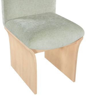 Meridian Furniture Shaw Art Deco Chenille Upholstered Dining Chair with Sculptural Oak Veneer Base for Any Room Mint 11067 11067Mint-C