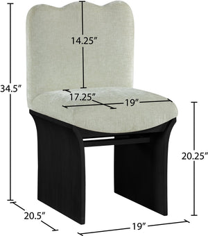 Meridian Furniture Shaw Art Deco Chenille Upholstered Dining Chair with Sculptural Oak Veneer Base for Any Room Mint 11068 11068Mint-C