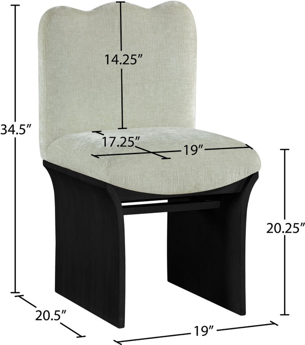 Meridian Furniture Shaw Art Deco Chenille Upholstered Dining Chair with Sculptural Oak Veneer Base for Any Room Mint 11068 11068Mint-C
