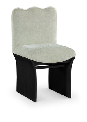 Meridian Furniture Shaw Art Deco Chenille Upholstered Dining Chair with Sculptural Oak Veneer Base for Any Room Mint 11068 11068Mint-C