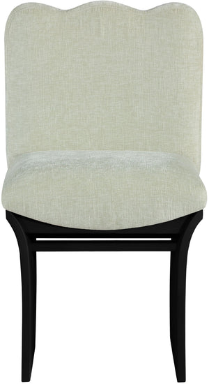 Meridian Furniture Shaw Art Deco Chenille Upholstered Dining Chair with Sculptural Oak Veneer Base for Any Room Mint 11068 11068Mint-C