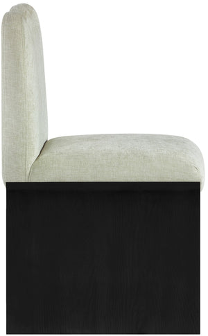 Meridian Furniture Shaw Art Deco Chenille Upholstered Dining Chair with Sculptural Oak Veneer Base for Any Room Mint 11068 11068Mint-C