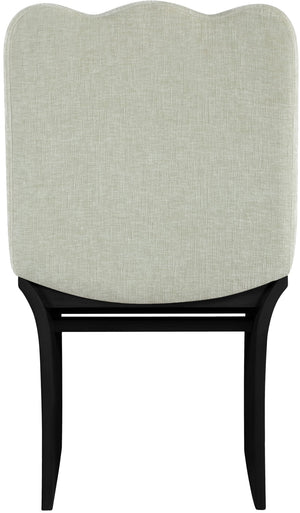 Meridian Furniture Shaw Art Deco Chenille Upholstered Dining Chair with Sculptural Oak Veneer Base for Any Room Mint 11068 11068Mint-C