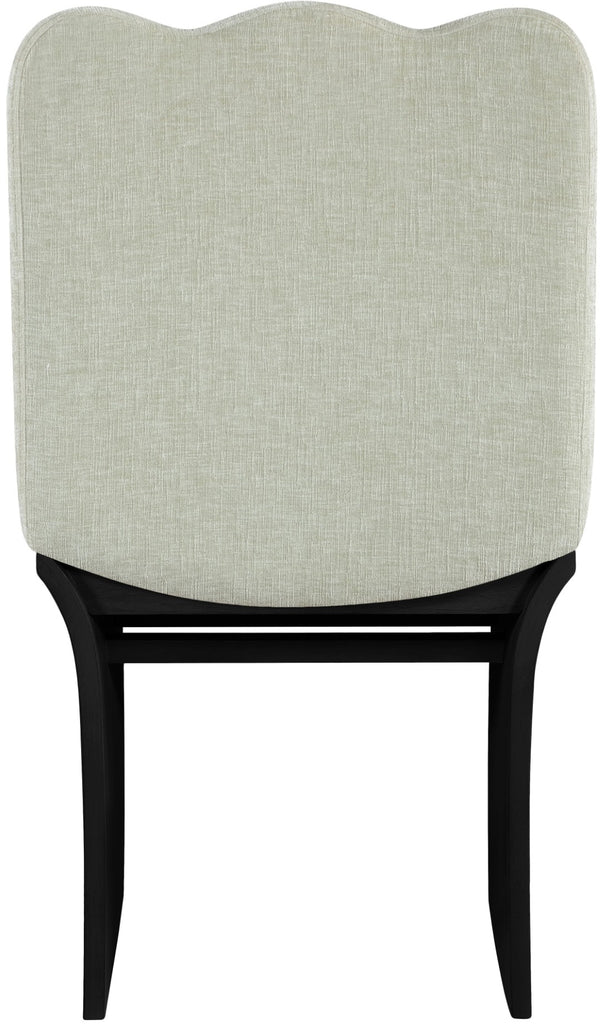 Meridian Furniture Shaw Art Deco Chenille Upholstered Dining Chair with Sculptural Oak Veneer Base for Any Room Mint 11068 11068Mint-C