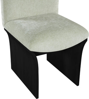 Meridian Furniture Shaw Art Deco Chenille Upholstered Dining Chair with Sculptural Oak Veneer Base for Any Room Mint 11068 11068Mint-C
