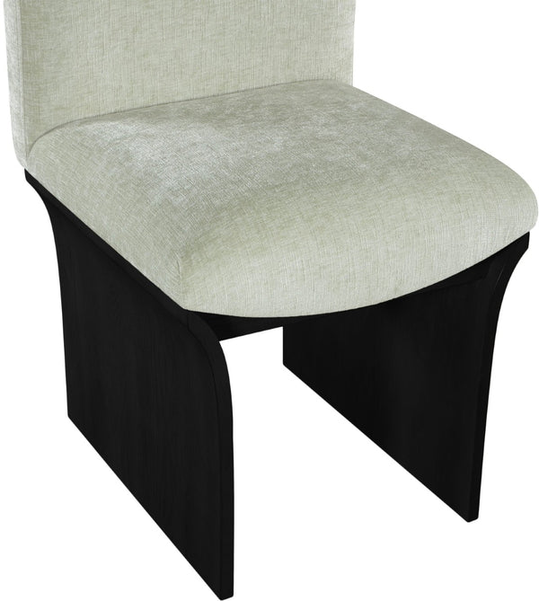 Meridian Furniture Shaw Art Deco Chenille Upholstered Dining Chair with Sculptural Oak Veneer Base for Any Room Mint 11068 11068Mint-C