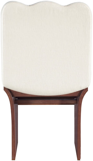 Meridian Furniture Shaw Art Deco Chenille Upholstered Dining Chair with Sculptural Oak Veneer Base for Any Room Cream 11069 11069Cream-C