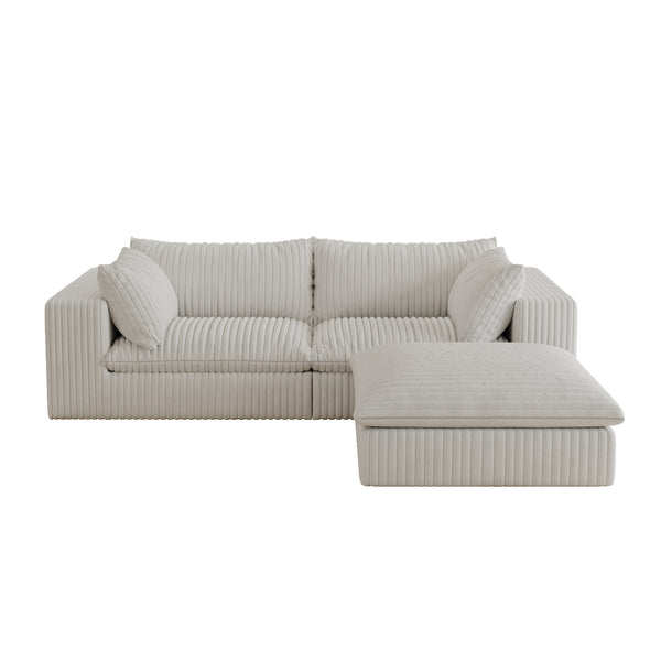 English Elm 39.8" Cloud Sofa - Plush Corduroy, Modular Deep Seat Design, Removable Cushions, No Assembly Needed! W2824S00093