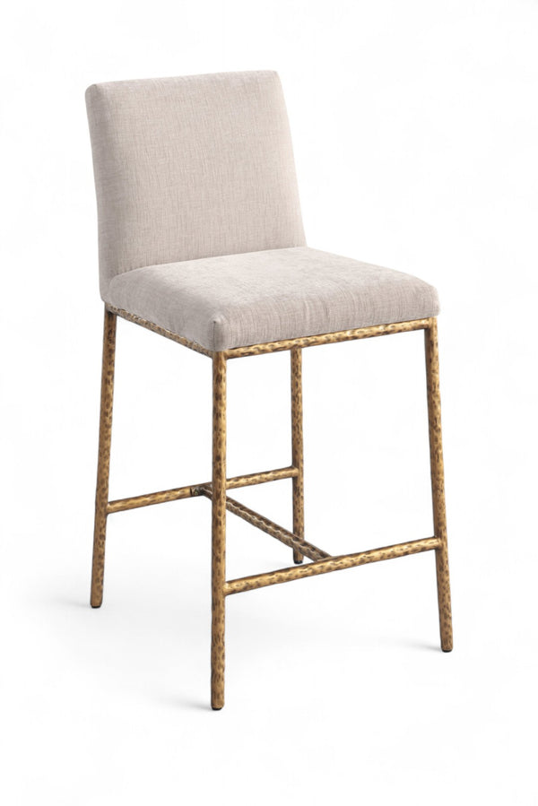 Meridian Furniture Reeves Plush Chenille Upholstered Counter Stool with Iron Frame for Kitchen Islands and Bars Beige Style 2 11070Beige-C