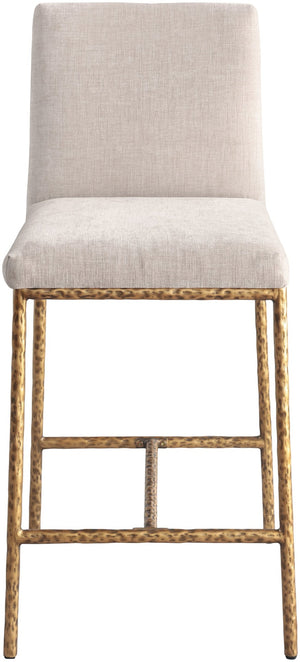 Meridian Furniture Reeves Plush Chenille Upholstered Counter Stool with Iron Frame for Kitchen Islands and Bars Beige Style 2 11070Beige-C