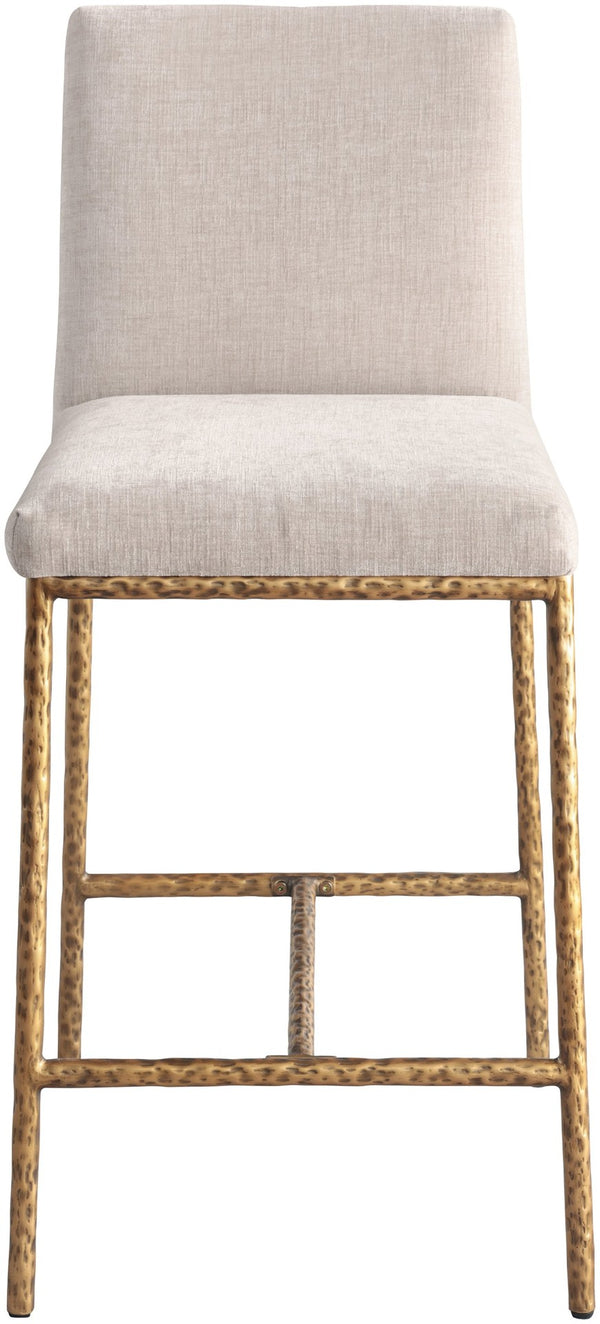 Meridian Furniture Reeves Plush Chenille Upholstered Counter Stool with Iron Frame for Kitchen Islands and Bars Beige Style 2 11070Beige-C