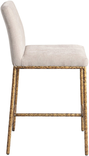 Meridian Furniture Reeves Plush Chenille Upholstered Counter Stool with Iron Frame for Kitchen Islands and Bars Beige Style 2 11070Beige-C