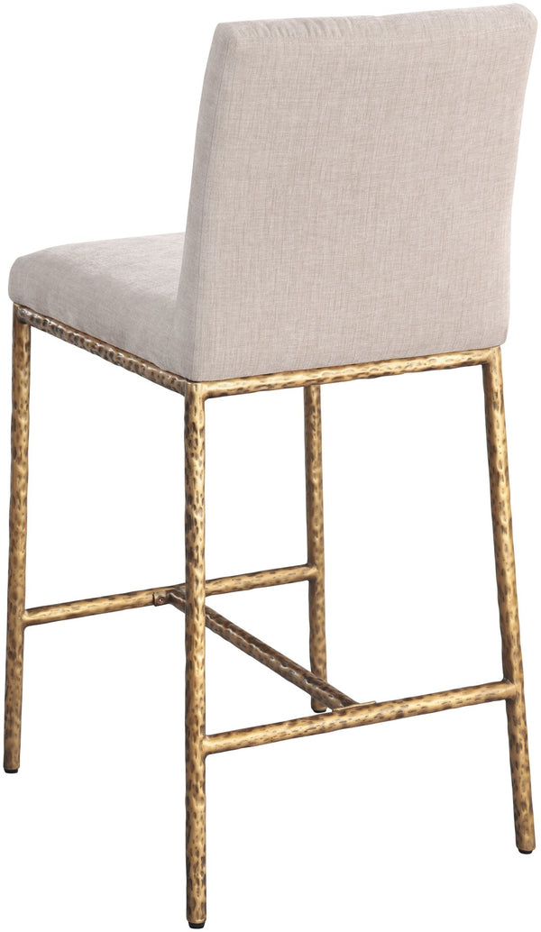 Meridian Furniture Reeves Plush Chenille Upholstered Counter Stool with Iron Frame for Kitchen Islands and Bars Beige Style 2 11070Beige-C