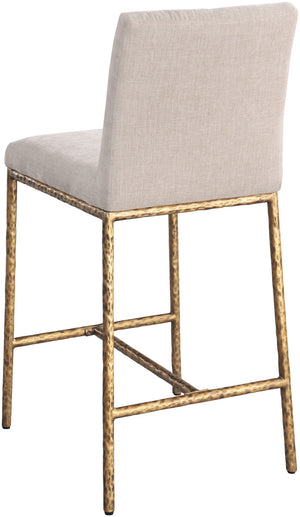 Meridian Furniture Reeves Plush Chenille Upholstered Counter Stool with Iron Frame for Kitchen Islands and Bars Beige Style 2 11070Beige-C