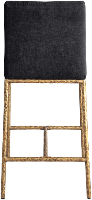 Meridian Furniture Reeves Plush Chenille Upholstered Counter Stool with Iron Frame for Kitchen Islands and Bars Black Style 2 11070Black-C