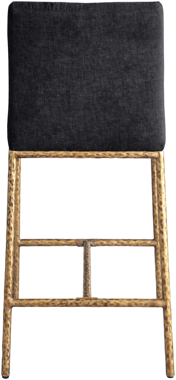 Meridian Furniture Reeves Plush Chenille Upholstered Counter Stool with Iron Frame for Kitchen Islands and Bars Black Style 2 11070Black-C