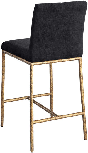 Meridian Furniture Reeves Plush Chenille Upholstered Counter Stool with Iron Frame for Kitchen Islands and Bars Black Style 2 11070Black-C