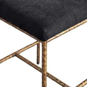 Meridian Furniture Reeves Plush Chenille Upholstered Counter Stool with Iron Frame for Kitchen Islands and Bars Black Style 2 11070Black-C