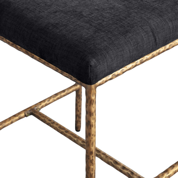 Meridian Furniture Reeves Plush Chenille Upholstered Counter Stool with Iron Frame for Kitchen Islands and Bars Black Style 2 11070Black-C