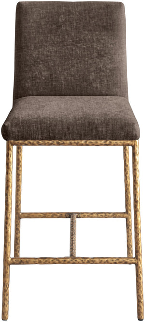Meridian Furniture Reeves Plush Chenille Upholstered Counter Stool with Iron Frame for Kitchen Islands and Bars Brown Style 2 11070Brown-C