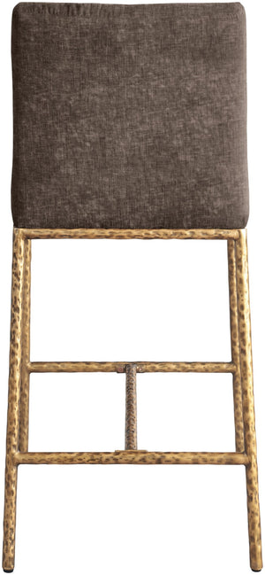 Meridian Furniture Reeves Plush Chenille Upholstered Counter Stool with Iron Frame for Kitchen Islands and Bars Brown Style 2 11070Brown-C