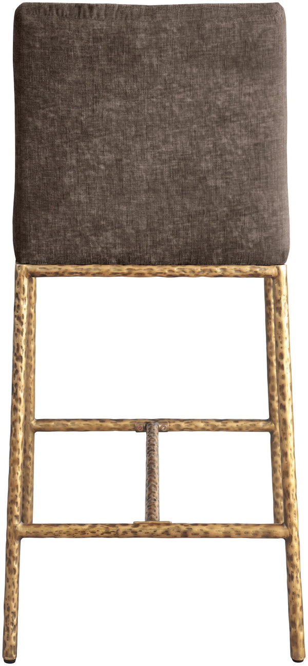 Meridian Furniture Reeves Plush Chenille Upholstered Counter Stool with Iron Frame for Kitchen Islands and Bars Brown Style 2 11070Brown-C