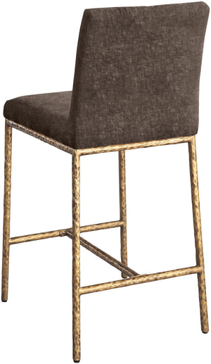 Meridian Furniture Reeves Plush Chenille Upholstered Counter Stool with Iron Frame for Kitchen Islands and Bars Brown Style 2 11070Brown-C