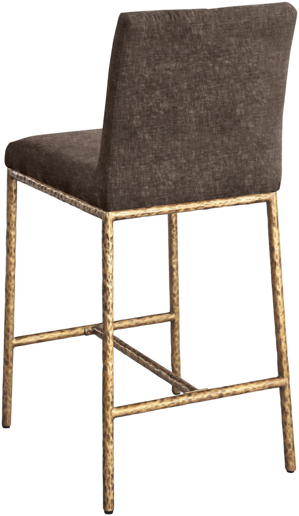 Meridian Furniture Reeves Plush Chenille Upholstered Counter Stool with Iron Frame for Kitchen Islands and Bars Brown Style 2 11070Brown-C