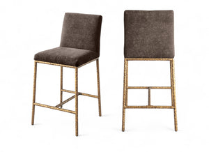 Meridian Furniture Reeves Plush Chenille Upholstered Counter Stool with Iron Frame for Kitchen Islands and Bars Brown Style 2 11070Brown-C