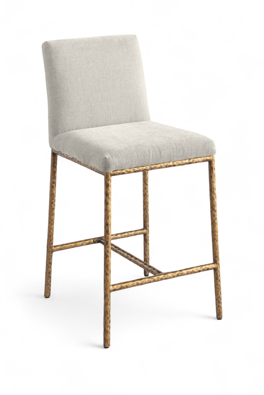Meridian Furniture Reeves Plush Chenille Upholstered Counter Stool with Iron Frame for Kitchen Islands and Bars Cream Style 2 11070Cream-C
