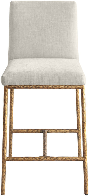 Meridian Furniture Reeves Plush Chenille Upholstered Counter Stool with Iron Frame for Kitchen Islands and Bars Cream Style 2 11070Cream-C