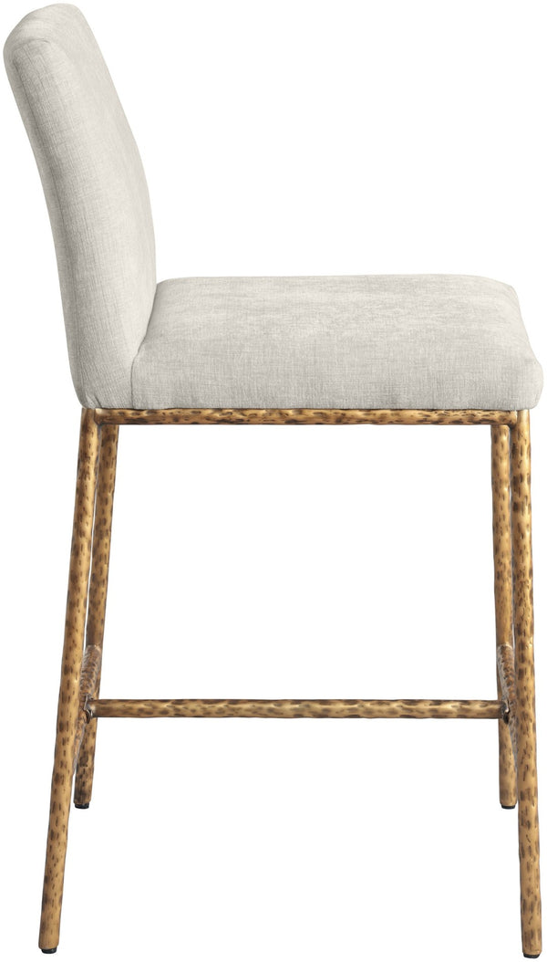 Meridian Furniture Reeves Plush Chenille Upholstered Counter Stool with Iron Frame for Kitchen Islands and Bars Cream Style 2 11070Cream-C