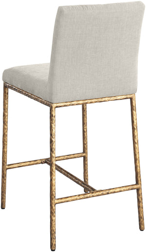 Meridian Furniture Reeves Plush Chenille Upholstered Counter Stool with Iron Frame for Kitchen Islands and Bars Cream Style 2 11070Cream-C