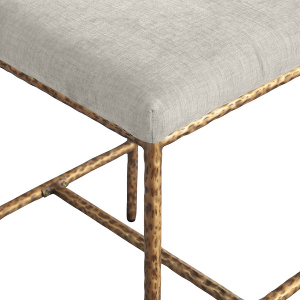 Meridian Furniture Reeves Plush Chenille Upholstered Counter Stool with Iron Frame for Kitchen Islands and Bars Cream Style 2 11070Cream-C