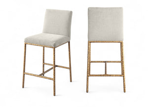 Meridian Furniture Reeves Plush Chenille Upholstered Counter Stool with Iron Frame for Kitchen Islands and Bars Cream Style 2 11070Cream-C