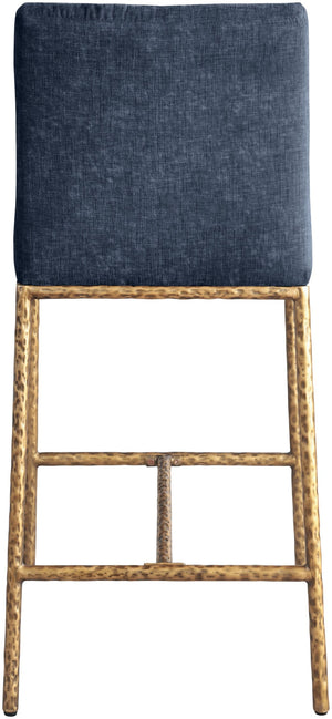 Meridian Furniture Reeves Plush Chenille Upholstered Counter Stool with Iron Frame for Kitchen Islands and Bars Navy Style 2 11070Navy-C
