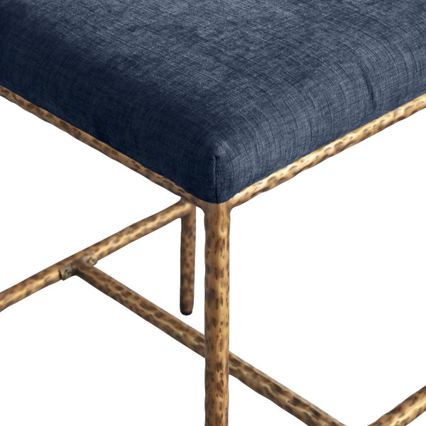 Meridian Furniture Reeves Plush Chenille Upholstered Counter Stool with Iron Frame for Kitchen Islands and Bars Navy Style 2 11070Navy-C