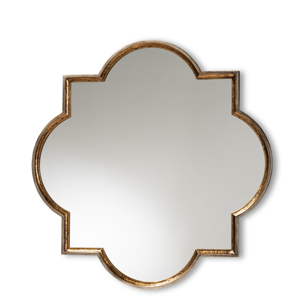 Baxton Studio Baxton Tiana Vintage Quatrefoil Wall Mirror in Antique Bronze & Gold - Elegant Home Accent Decor RXW-10101