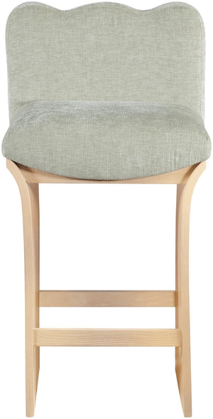 Meridian Furniture Shaw Chenille Upholstered Counter Stool with Oak Base for Kitchen Island Seating 11071Mint-C