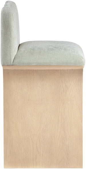 Meridian Furniture Shaw Chenille Upholstered Counter Stool with Oak Base for Kitchen Island Seating 11071Mint-C