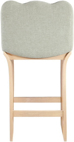Meridian Furniture Shaw Chenille Upholstered Counter Stool with Oak Base for Kitchen Island Seating 11071Mint-C