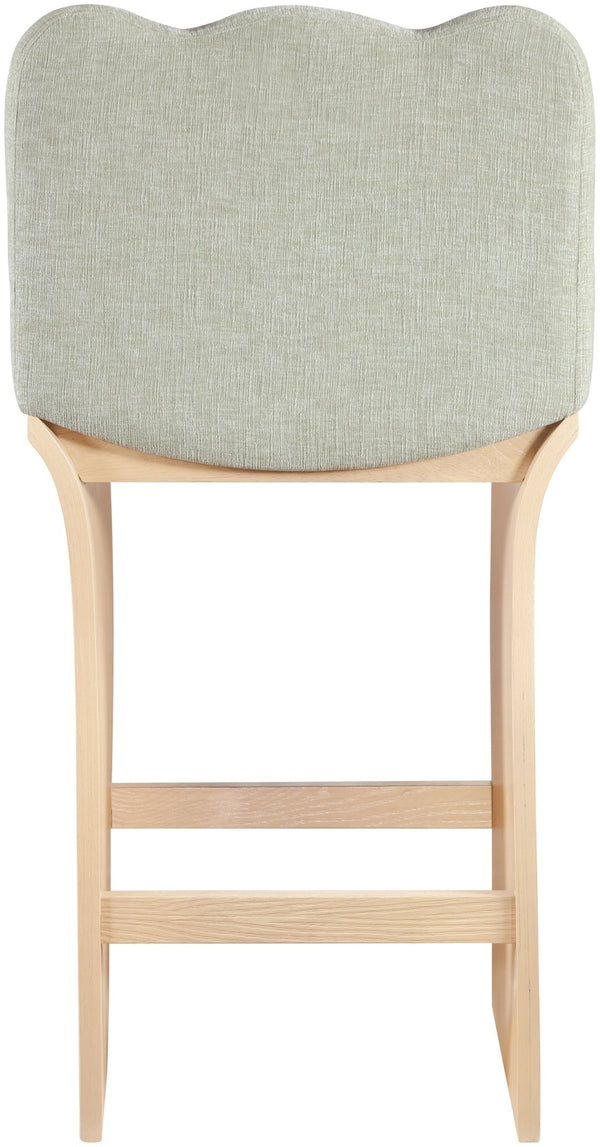 Meridian Furniture Shaw Chenille Upholstered Counter Stool with Oak Base for Kitchen Island Seating 11071Mint-C