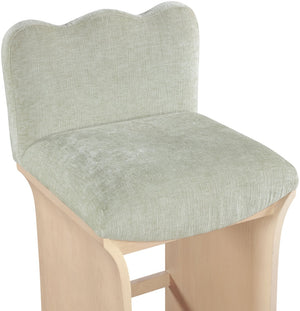 Meridian Furniture Shaw Chenille Upholstered Counter Stool with Oak Base for Kitchen Island Seating 11071Mint-C