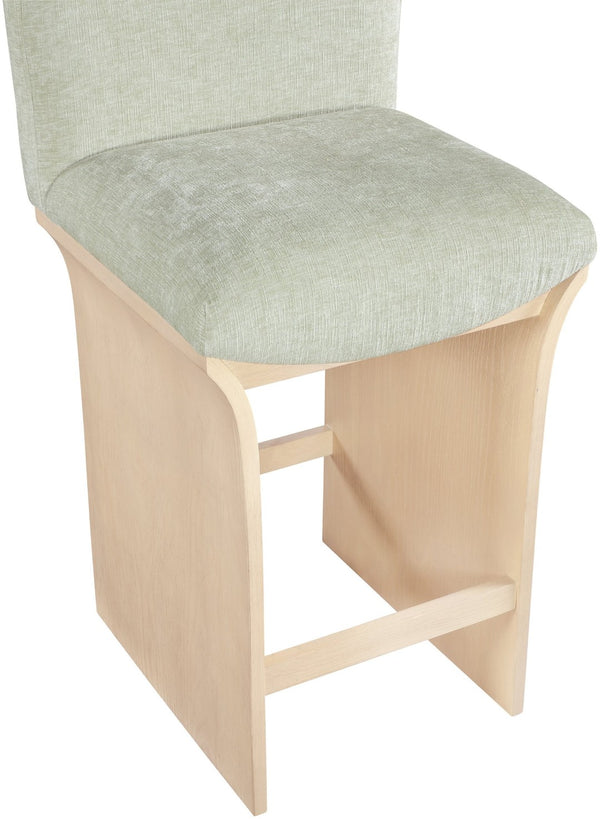 Meridian Furniture Shaw Chenille Upholstered Counter Stool with Oak Base for Kitchen Island Seating 11071Mint-C