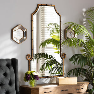 Baxton Studio Baxton Studio Layan Glam Bamboo-Inspired Gold Accent Mirror - Chic Hollywood Regency Style Decor RXW-10065