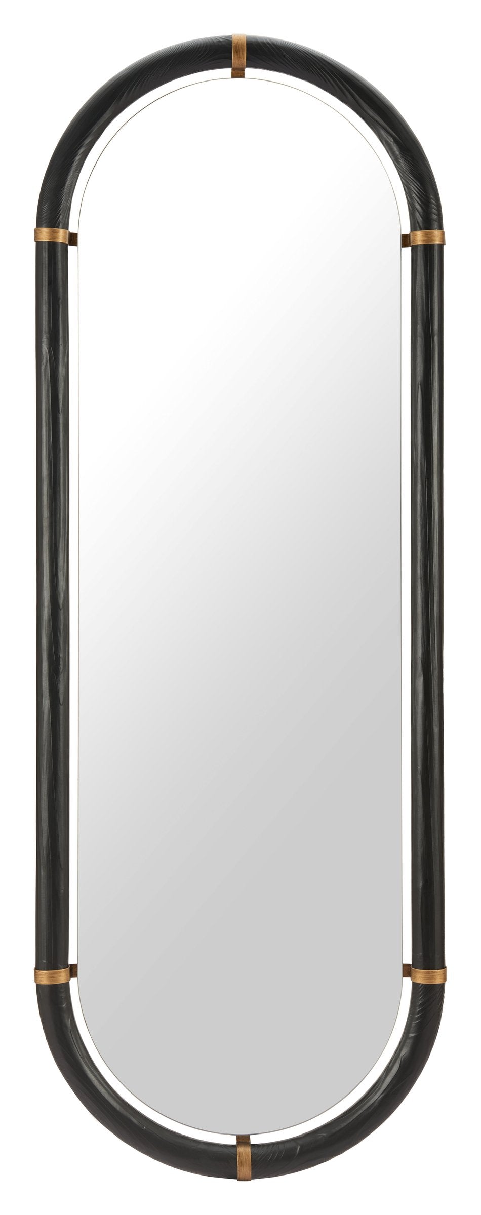 Zuo Modern Brilo Full Length Wall Mirror Slim Black Frame for Entryways and Dressing Rooms 110721